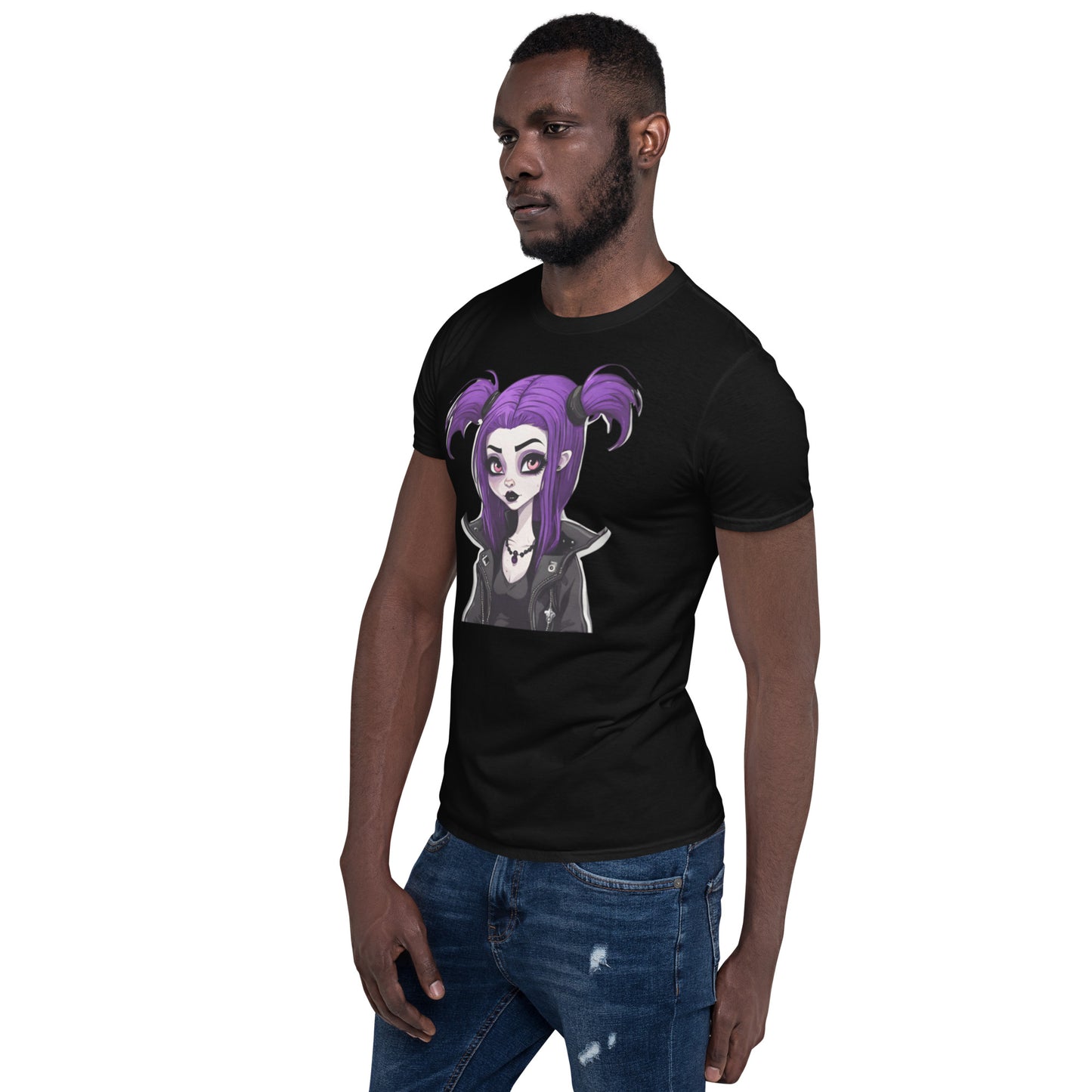 PURPLE HAIR GOTH GIRL SHORT SLEEVE TEE