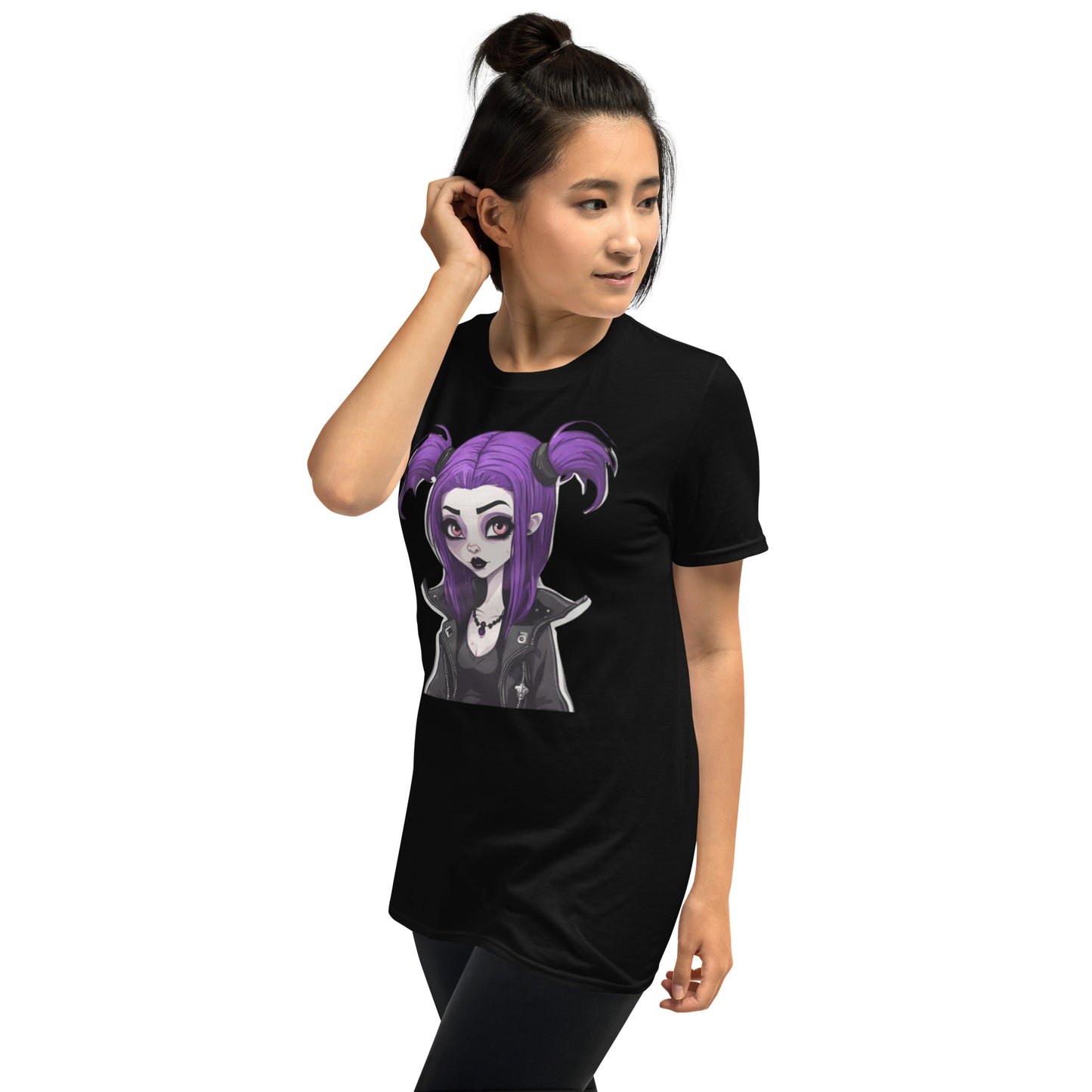 PURPLE HAIR GOTH GIRL SHORT SLEEVE TEE