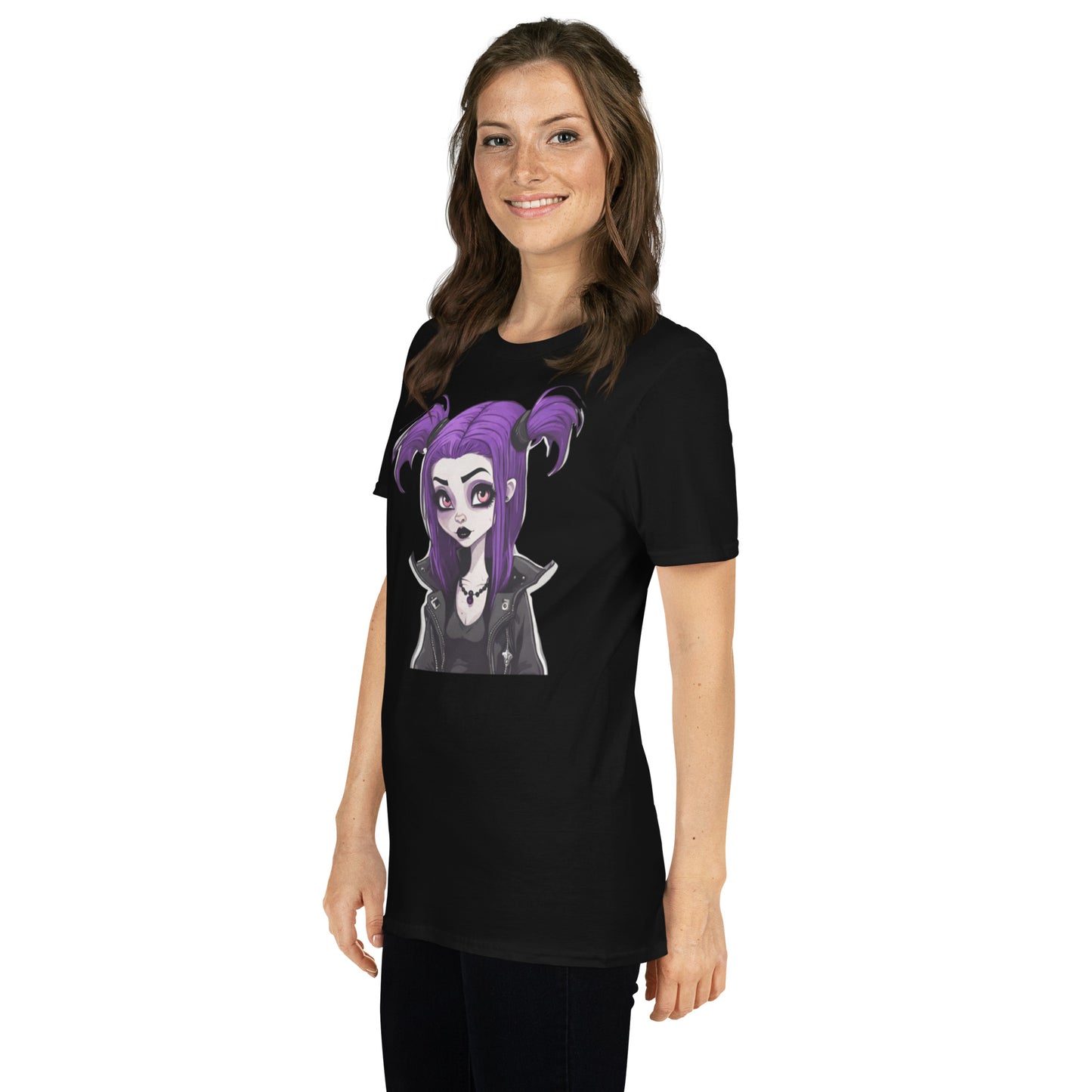PURPLE HAIR GOTH GIRL SHORT SLEEVE TEE