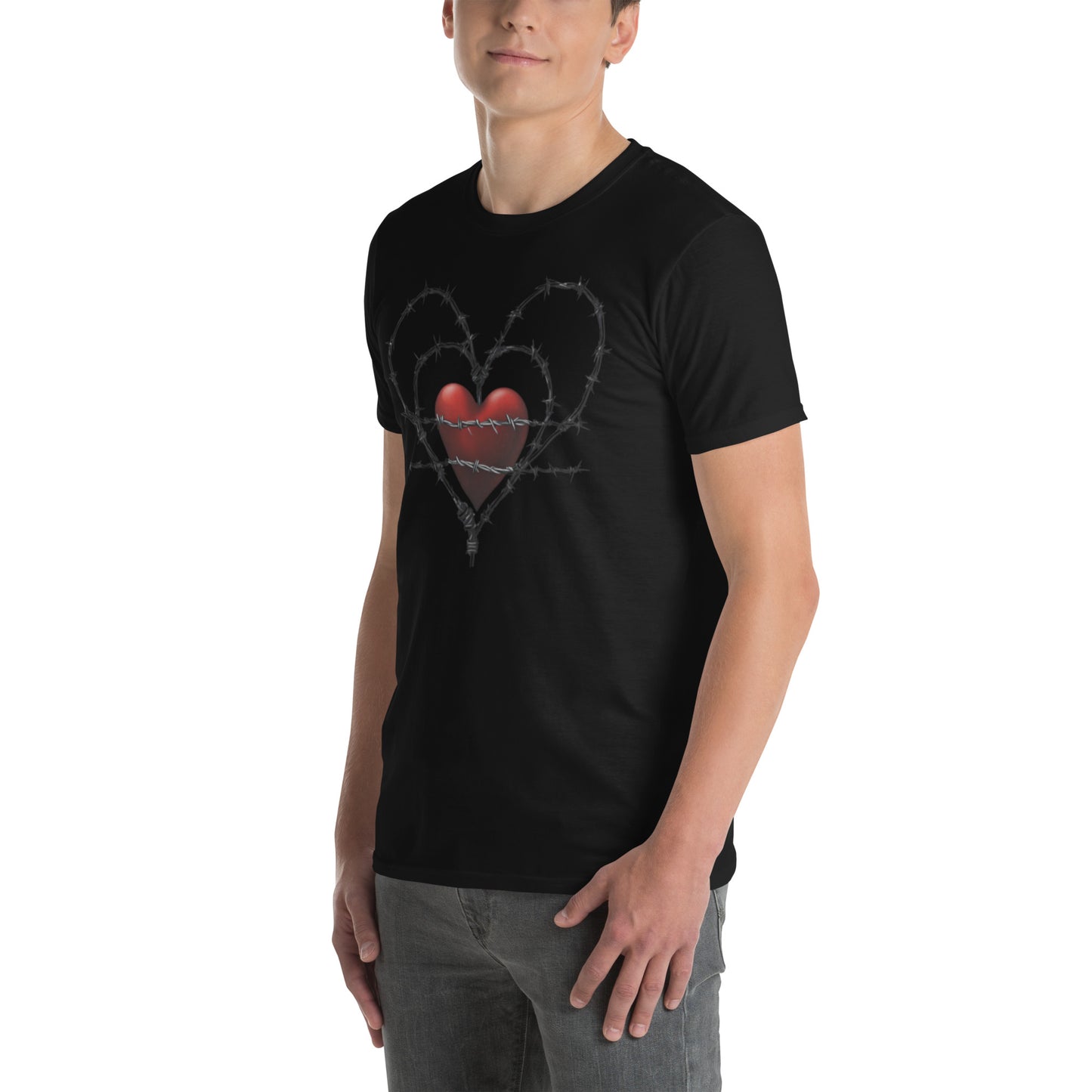 BARBED RED HEART SHORT SLEEVE UNISEX TEE
