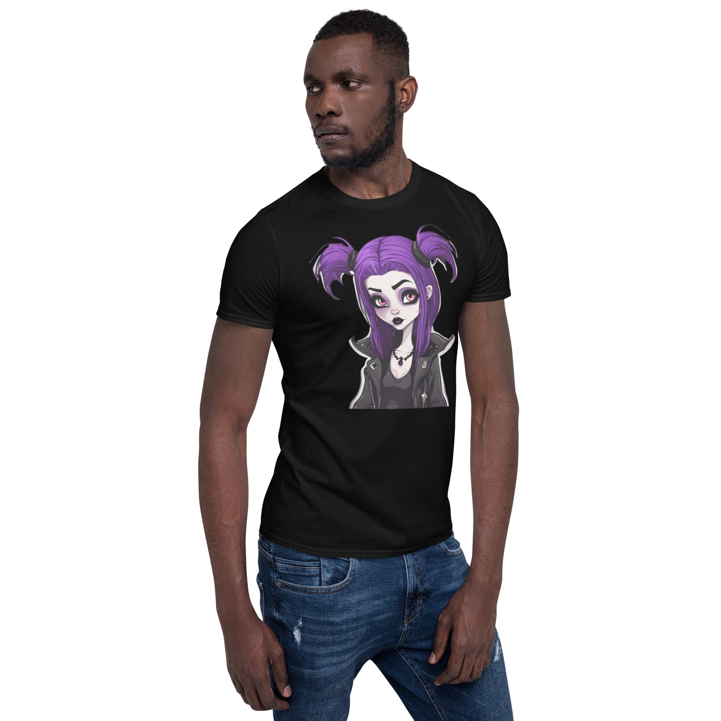 PURPLE HAIR GOTH GIRL SHORT SLEEVE TEE