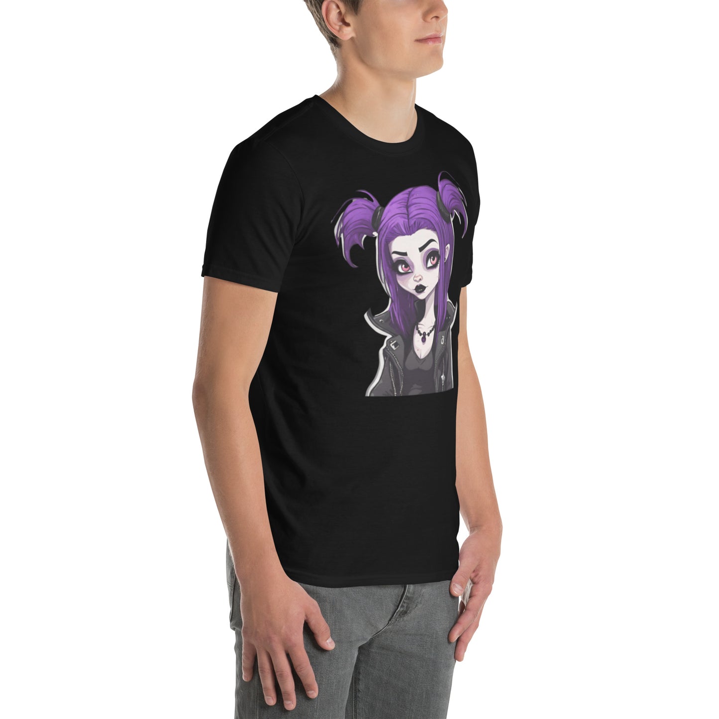 PURPLE HAIR GOTH GIRL SHORT SLEEVE TEE
