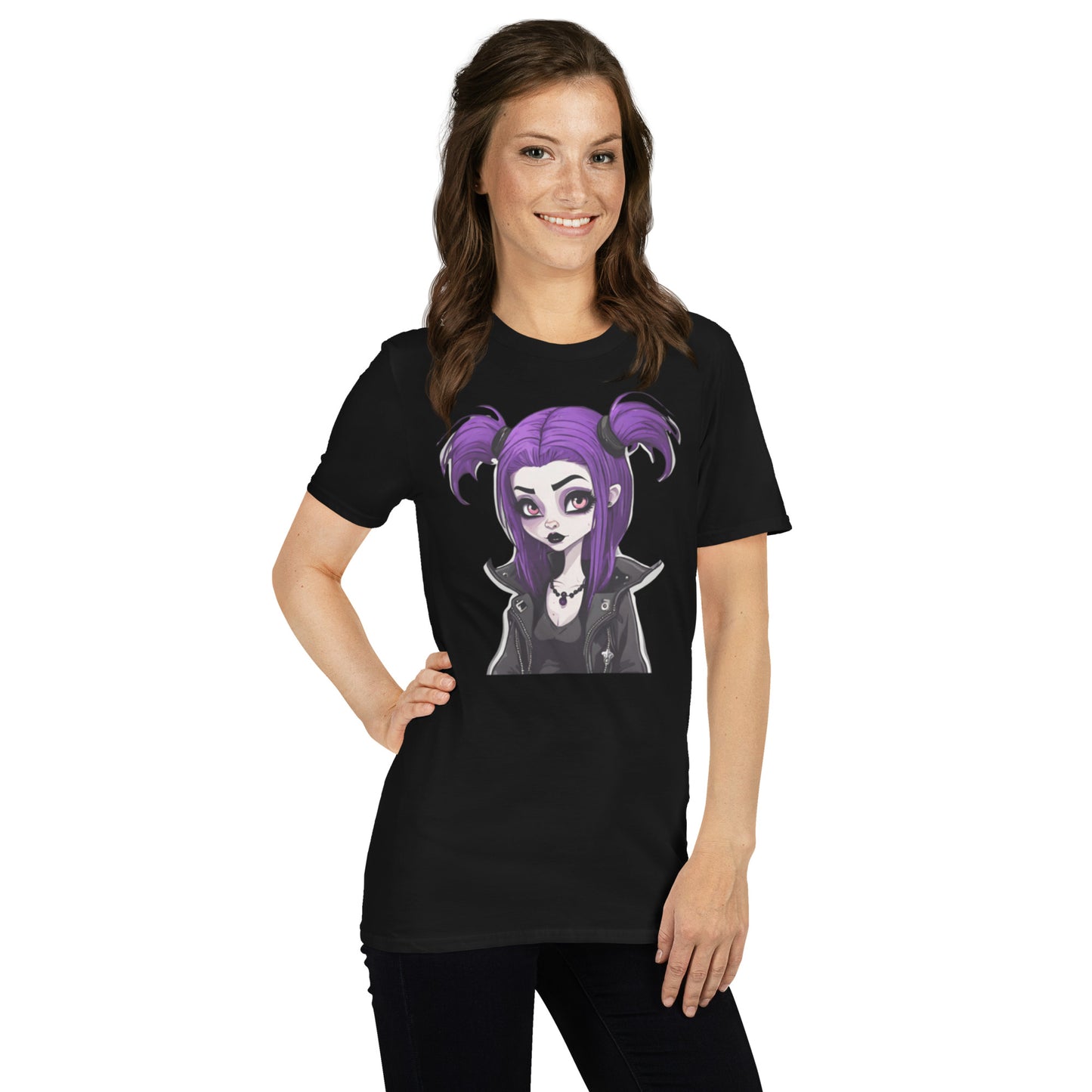 PURPLE HAIR GOTH GIRL SHORT SLEEVE TEE