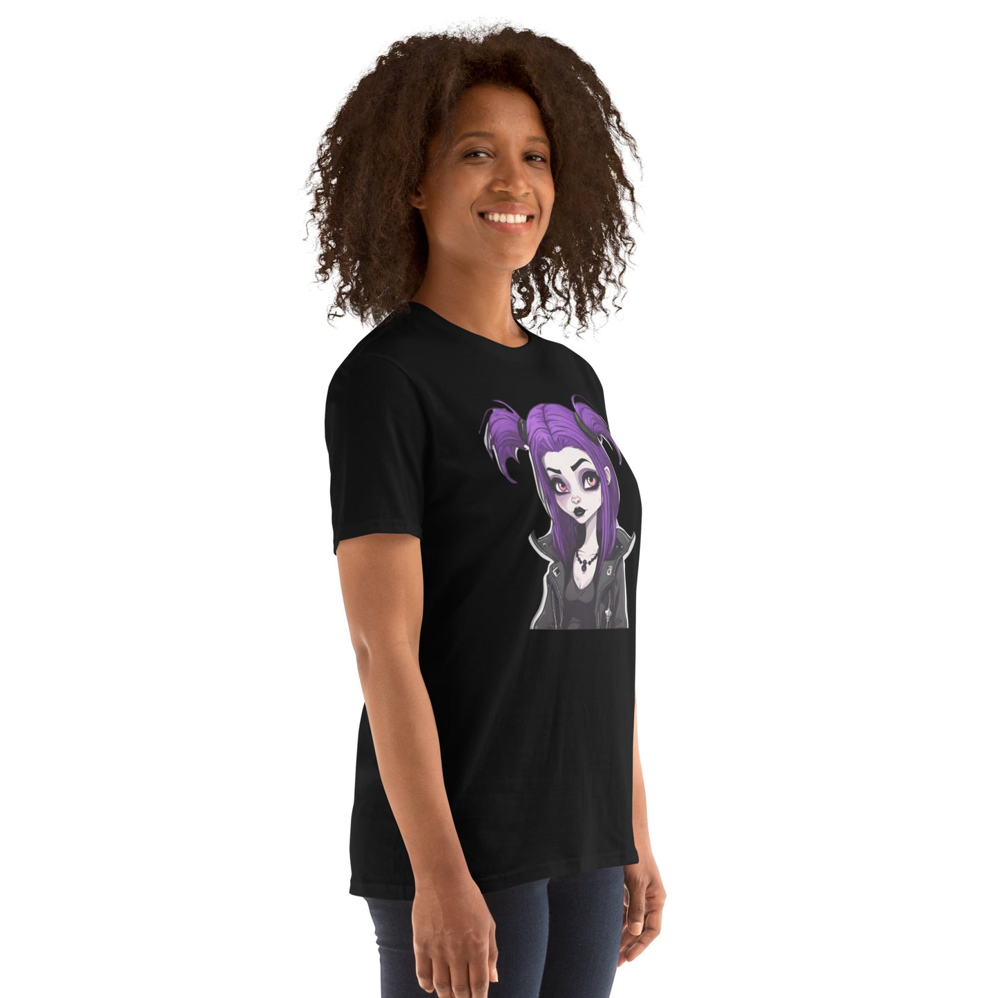 PURPLE HAIR GOTH GIRL SHORT SLEEVE TEE