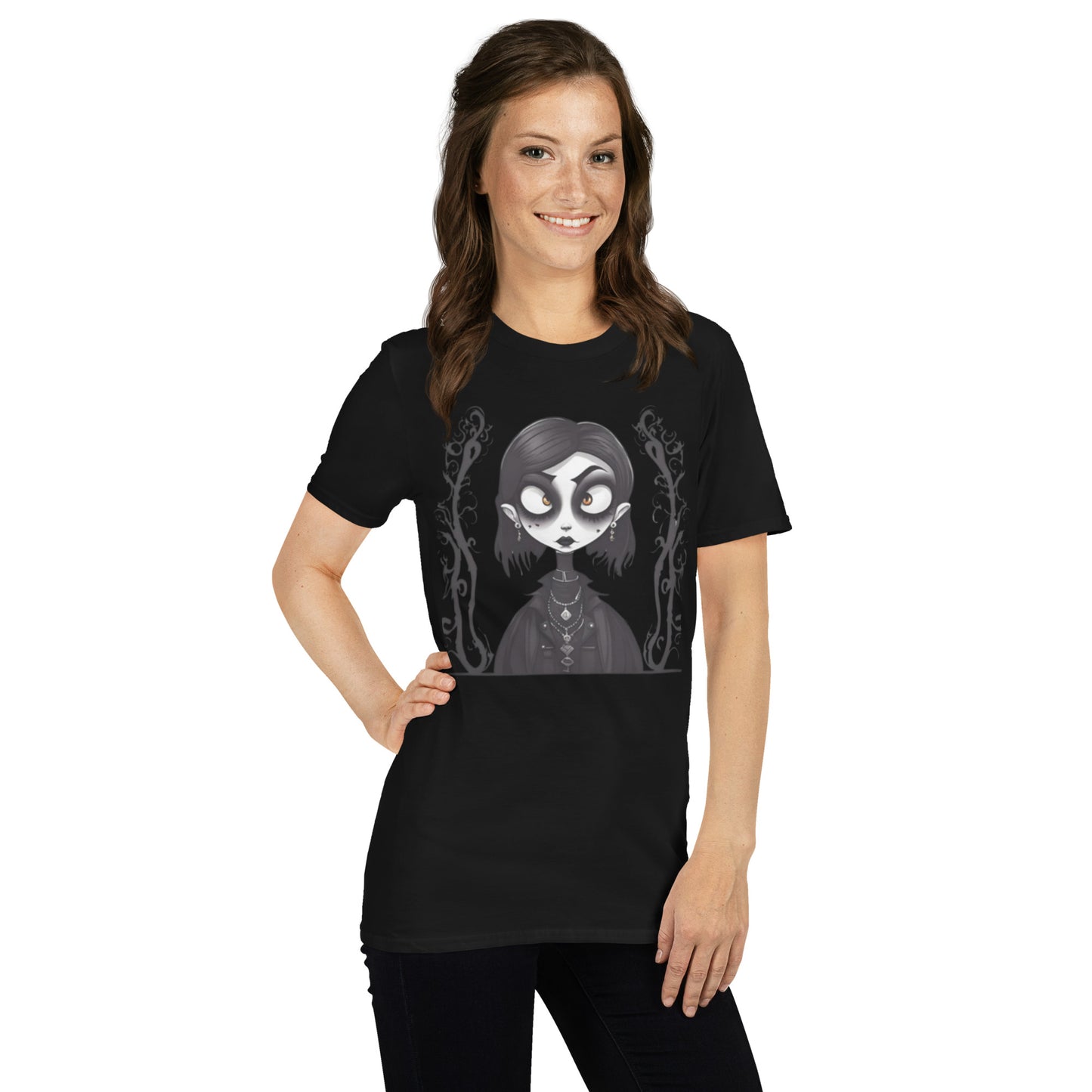 WIDE EYED GOTH GIRL SHORT SLEEVE UNISEX TEE