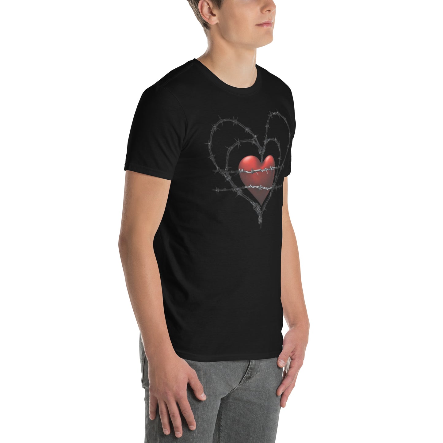 BARBED RED HEART SHORT SLEEVE UNISEX TEE