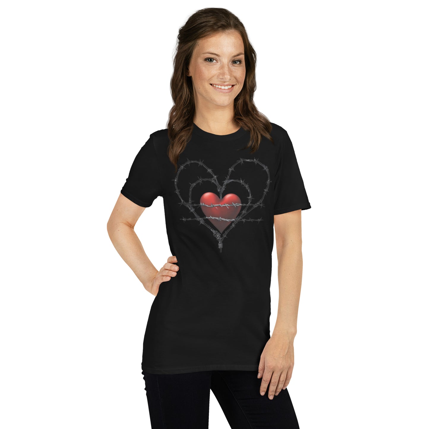 BARBED RED HEART SHORT SLEEVE UNISEX TEE