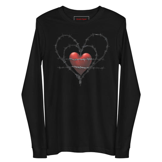 BARBED RED HEART UNISEX LONG SLEEVE TEE