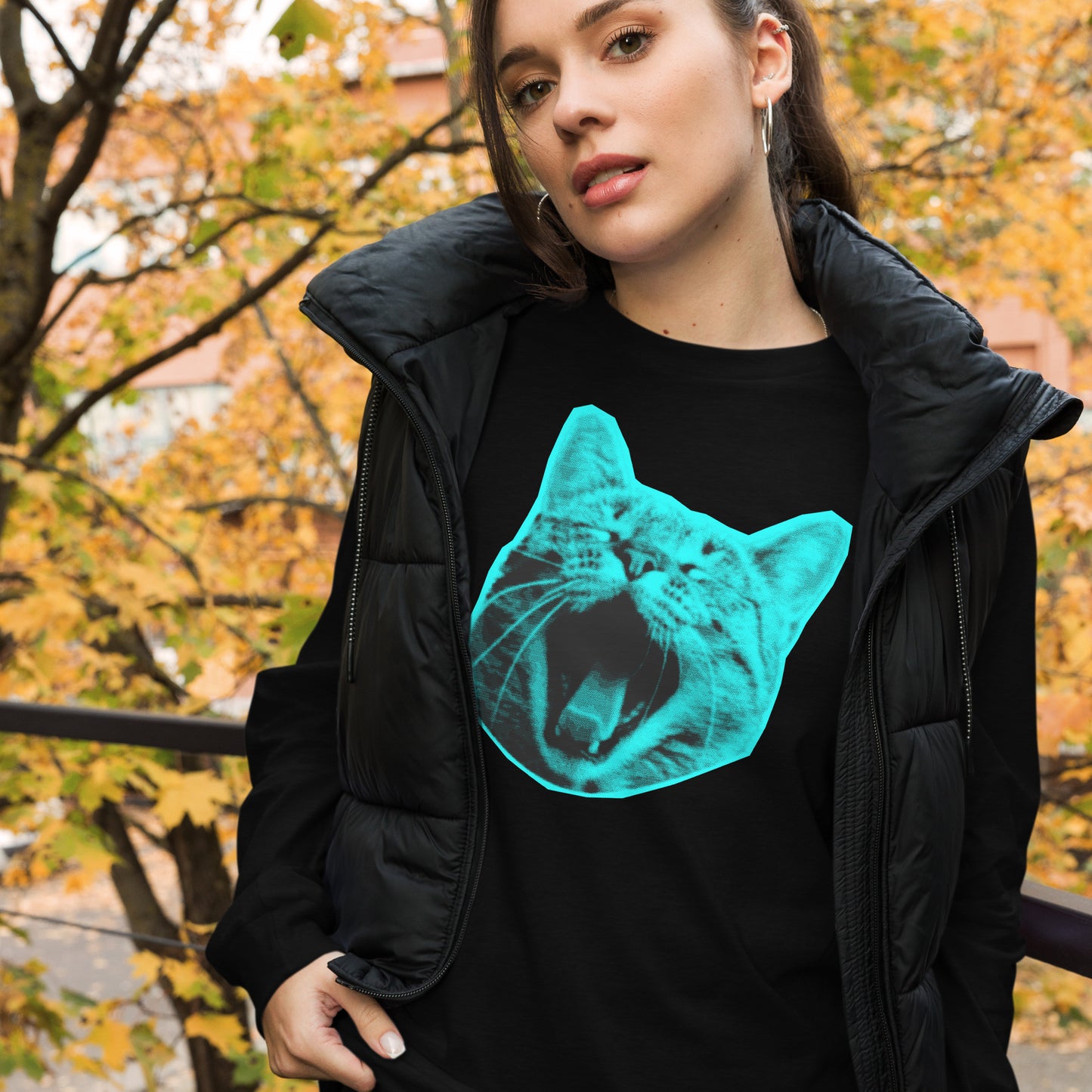 ELECTRIC BLUE CAT LONG SLEEVE TEE
