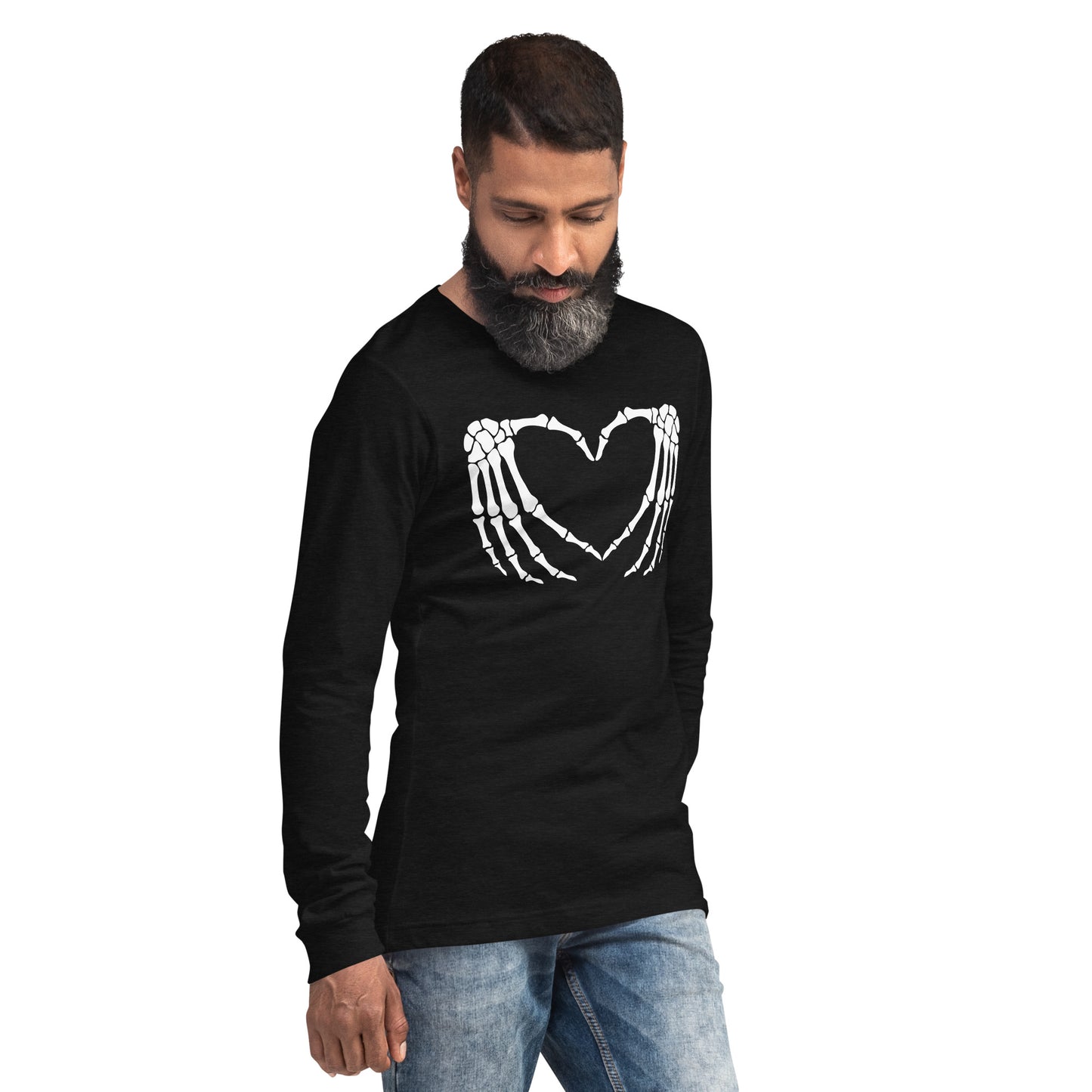 SKELETON HANDS HEART UNISEX LONG SLEEVE TEE