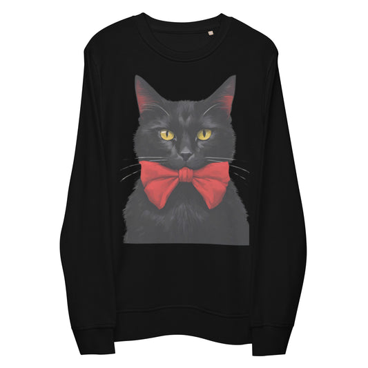 BLACK KITTY RED BOW UGLY CHRISTMAS SWEATSHIRT