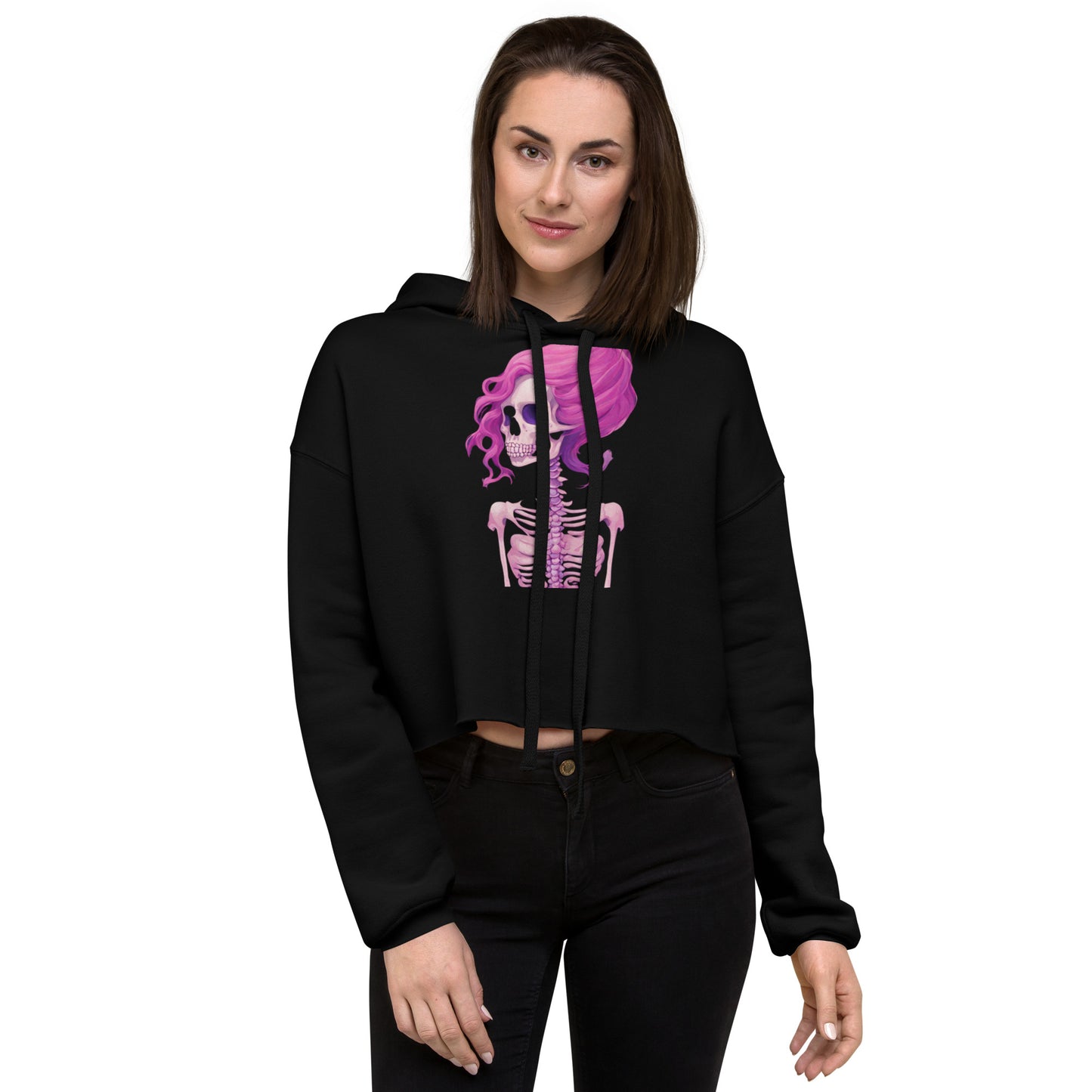 BENNET'S PINK SKELETON CROP HOODIE
