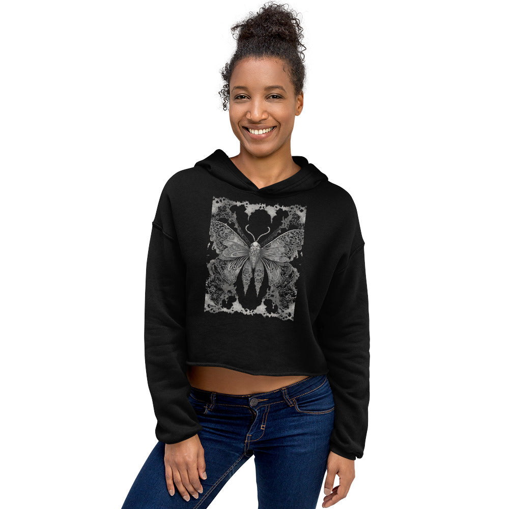 MOTH & LACE CROP HOODIE