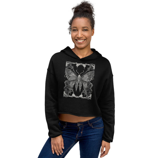 MOTH & LACE CROP HOODIE
