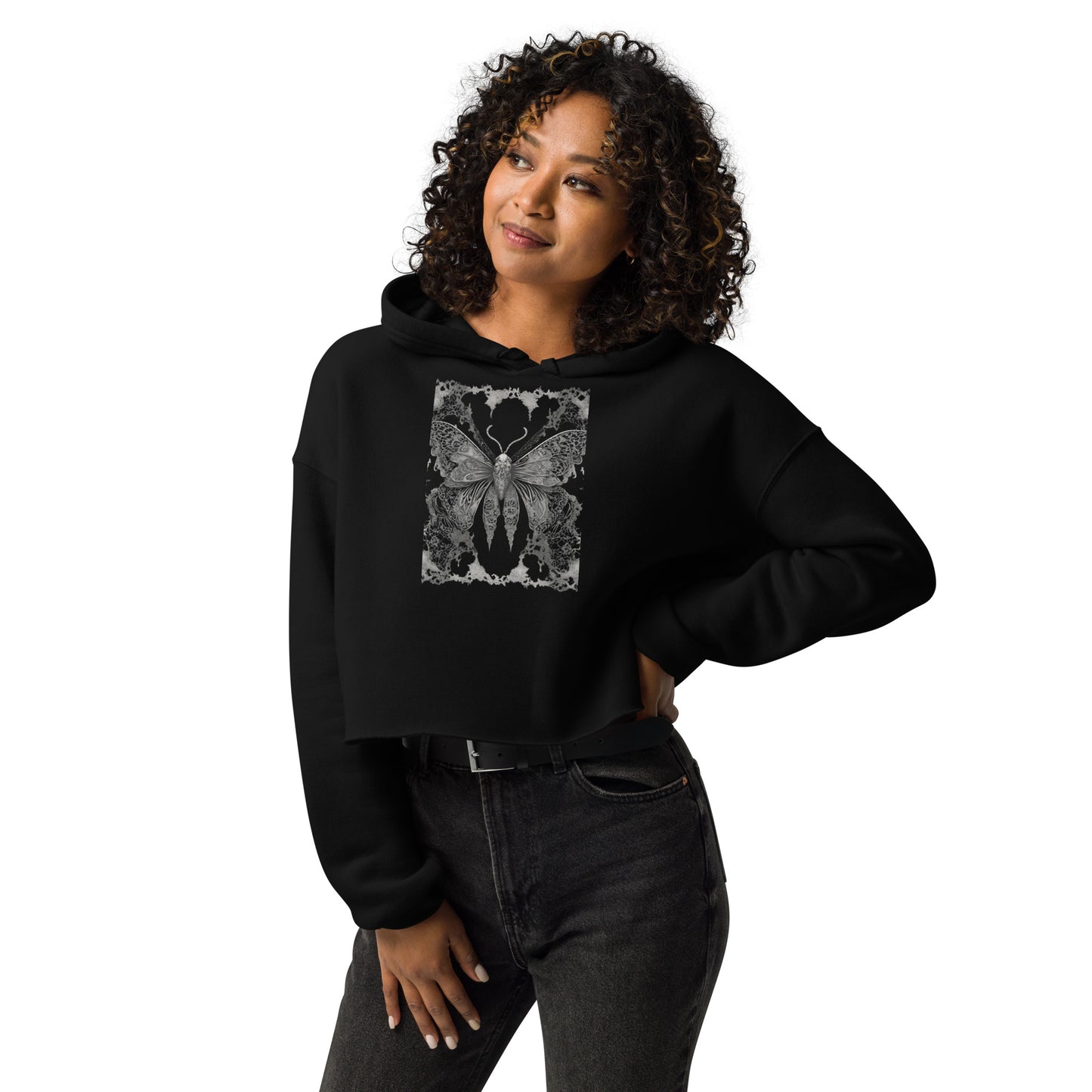 MOTH & LACE CROP HOODIE