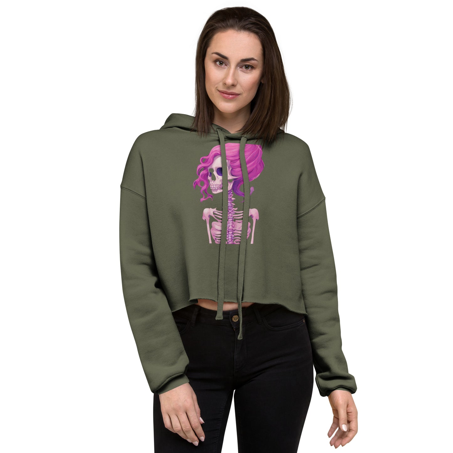 BENNET'S PINK SKELETON CROP HOODIE