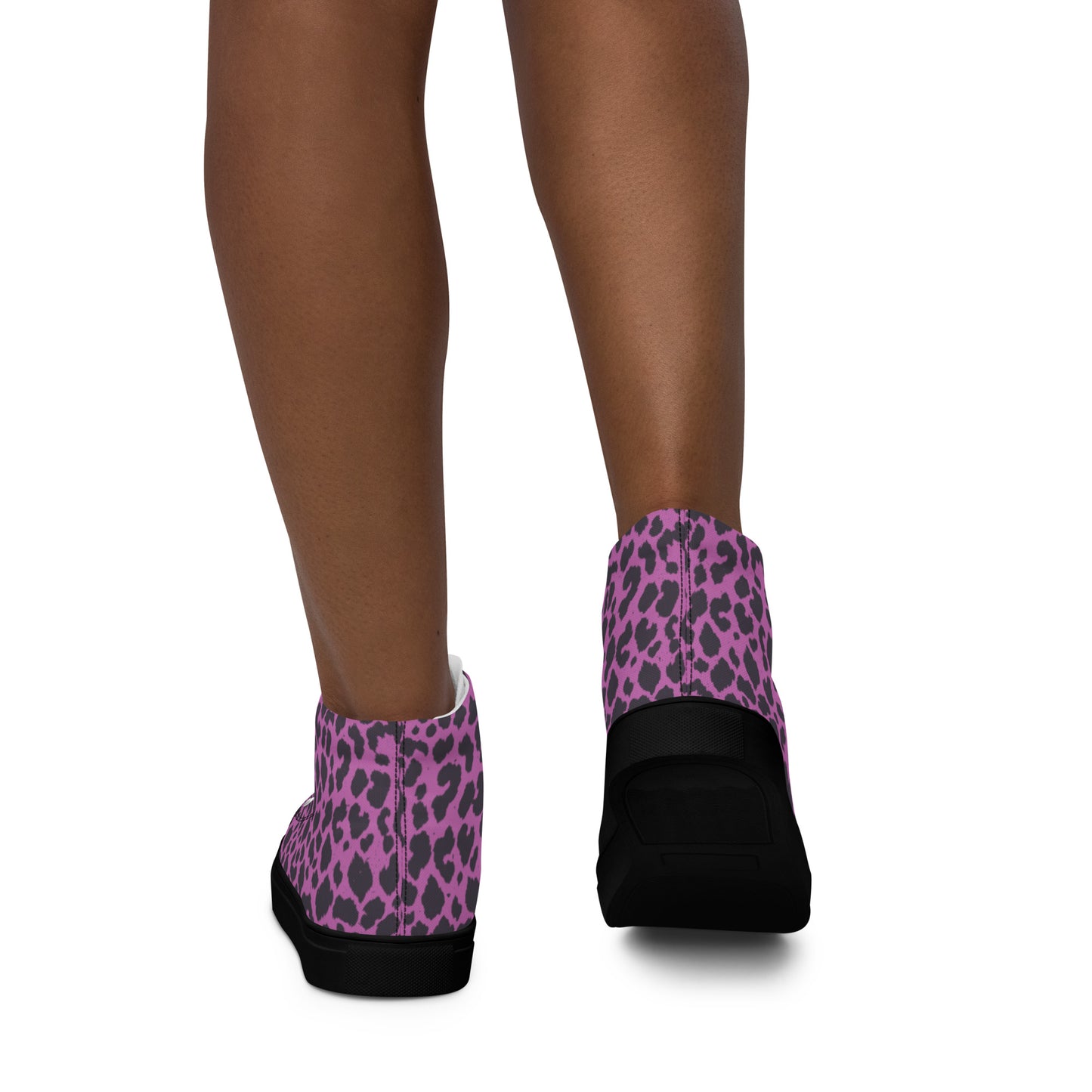 WOMEN'S PINK LEOPARD HIGH TOP CANVAS SHOES