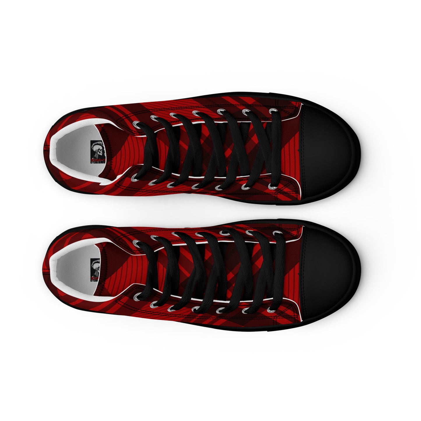 WOMEN'S RED PLAID HIGH TOP CANVAS SHOES