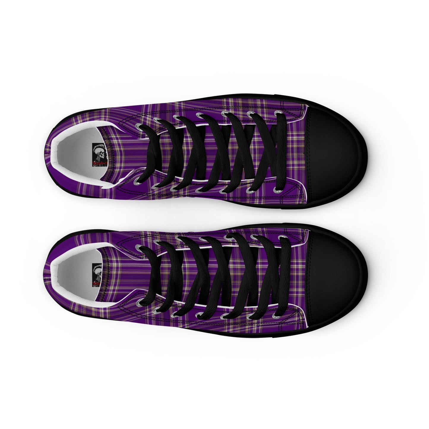 WOMEN'S PURPLE PLAID HIGH TOP CANVAS SHOES