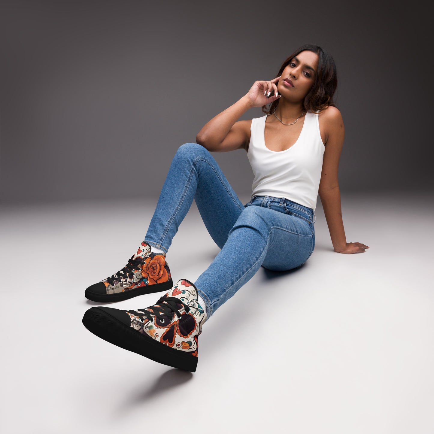 WOMEN'S DIA DE LOS MUERTOS HIGHT TOP CANVAS SHOES