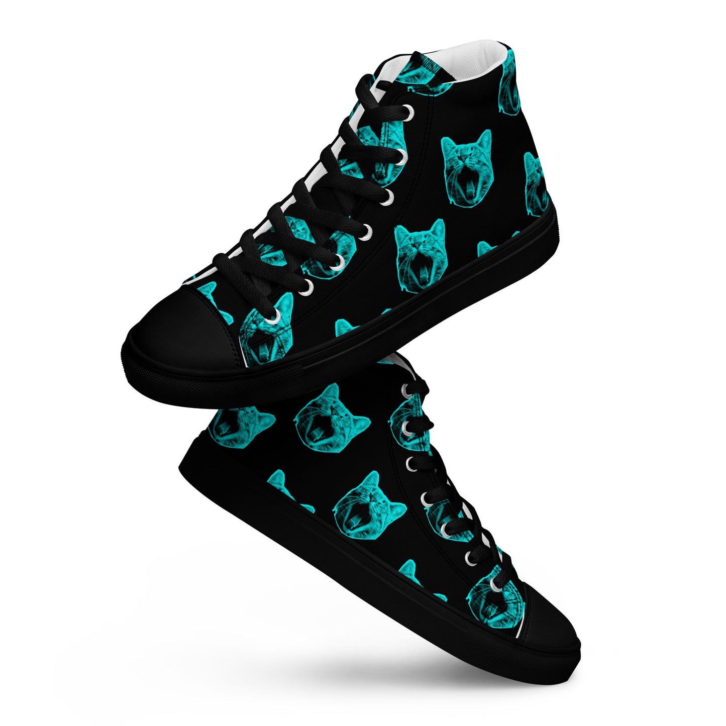 WOMEN'S ELECTRIC BLUE CAT HIGH TOP CANVAS SHOES