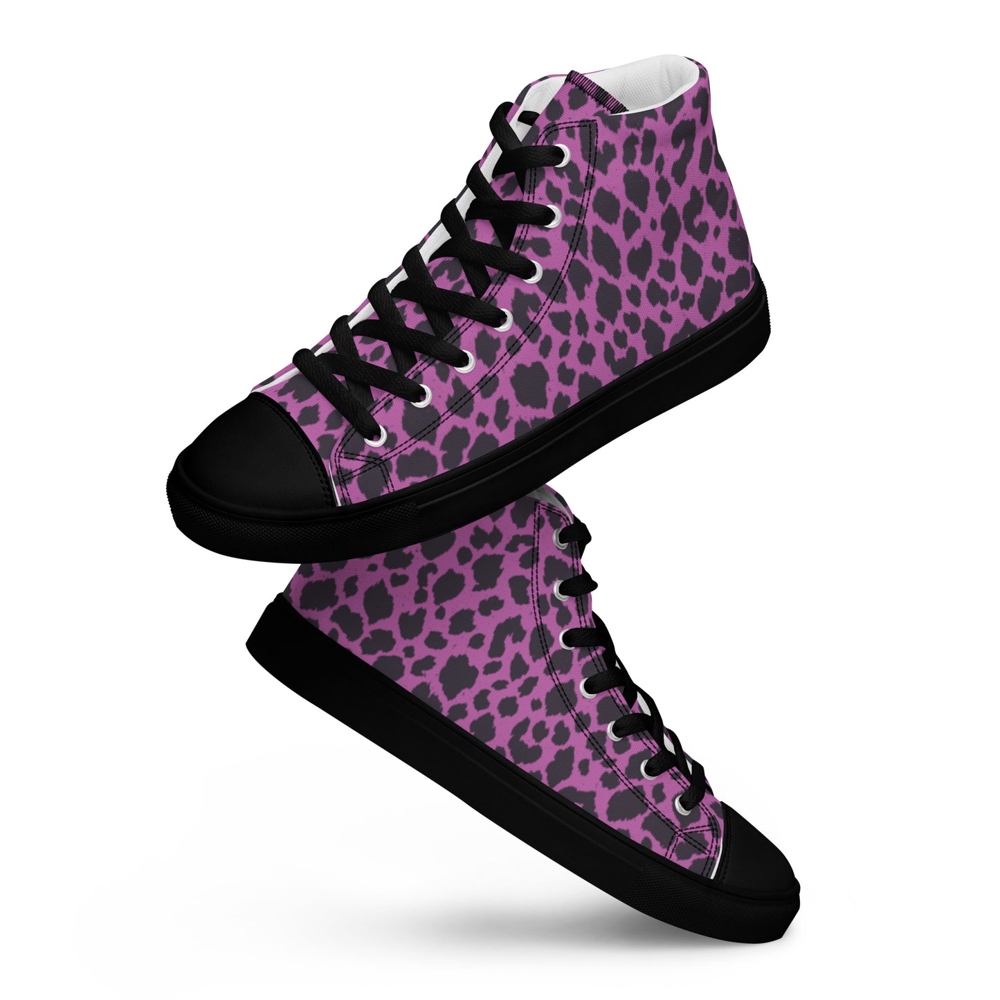 WOMEN'S PINK LEOPARD HIGH TOP CANVAS SHOES