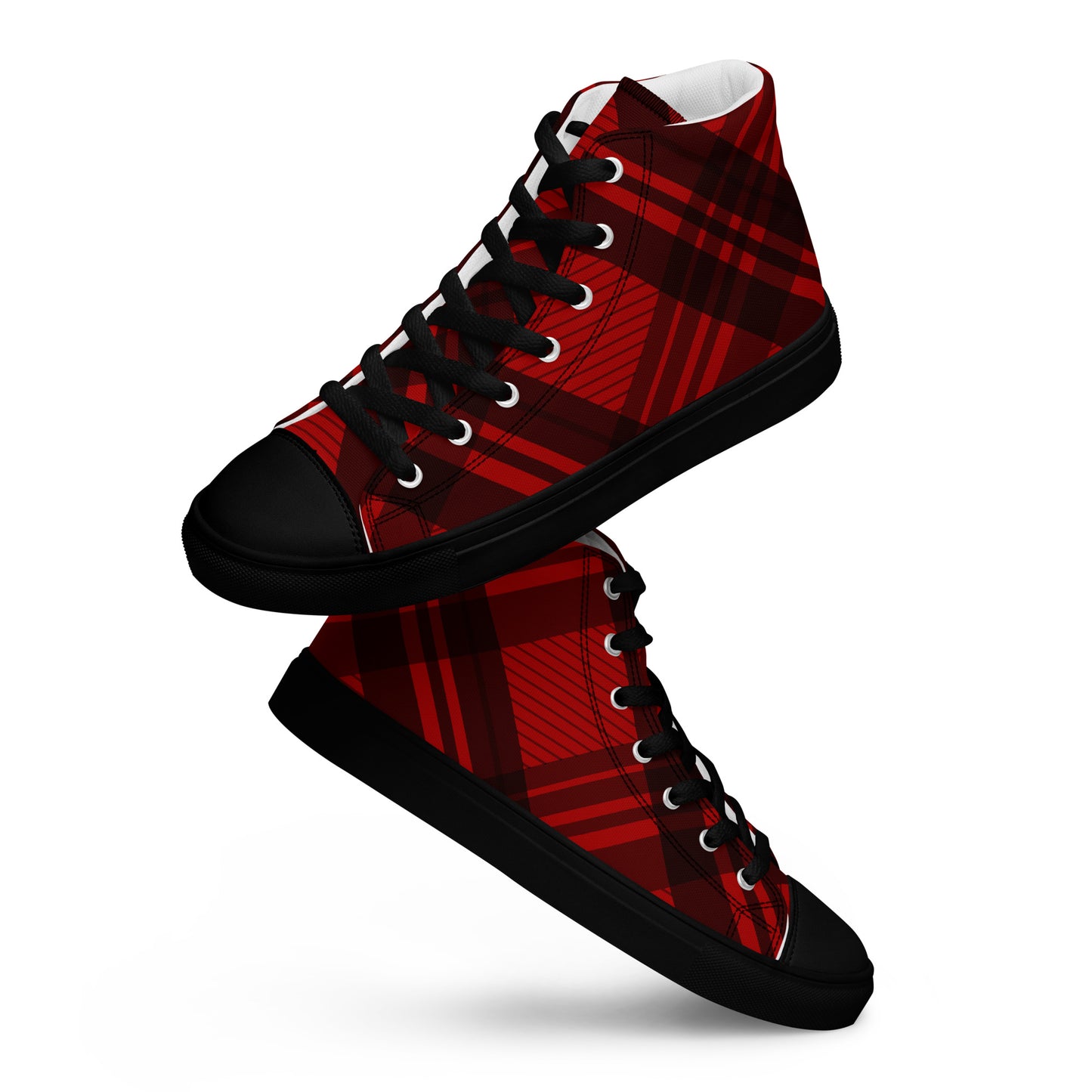 WOMEN'S RED PLAID HIGH TOP CANVAS SHOES