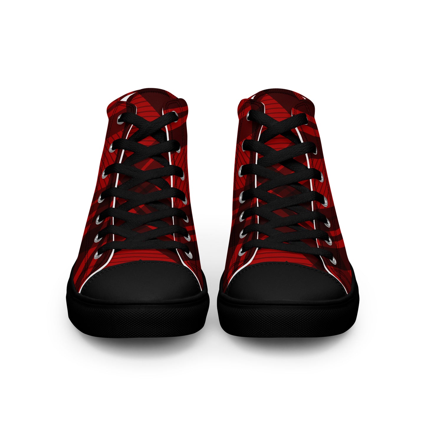 WOMEN'S RED PLAID HIGH TOP CANVAS SHOES