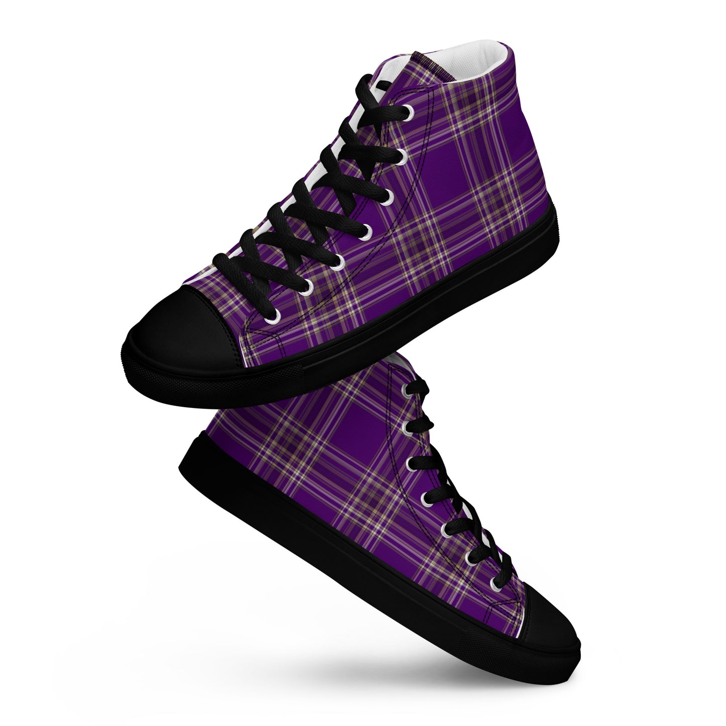 WOMEN'S PURPLE PLAID HIGH TOP CANVAS SHOES