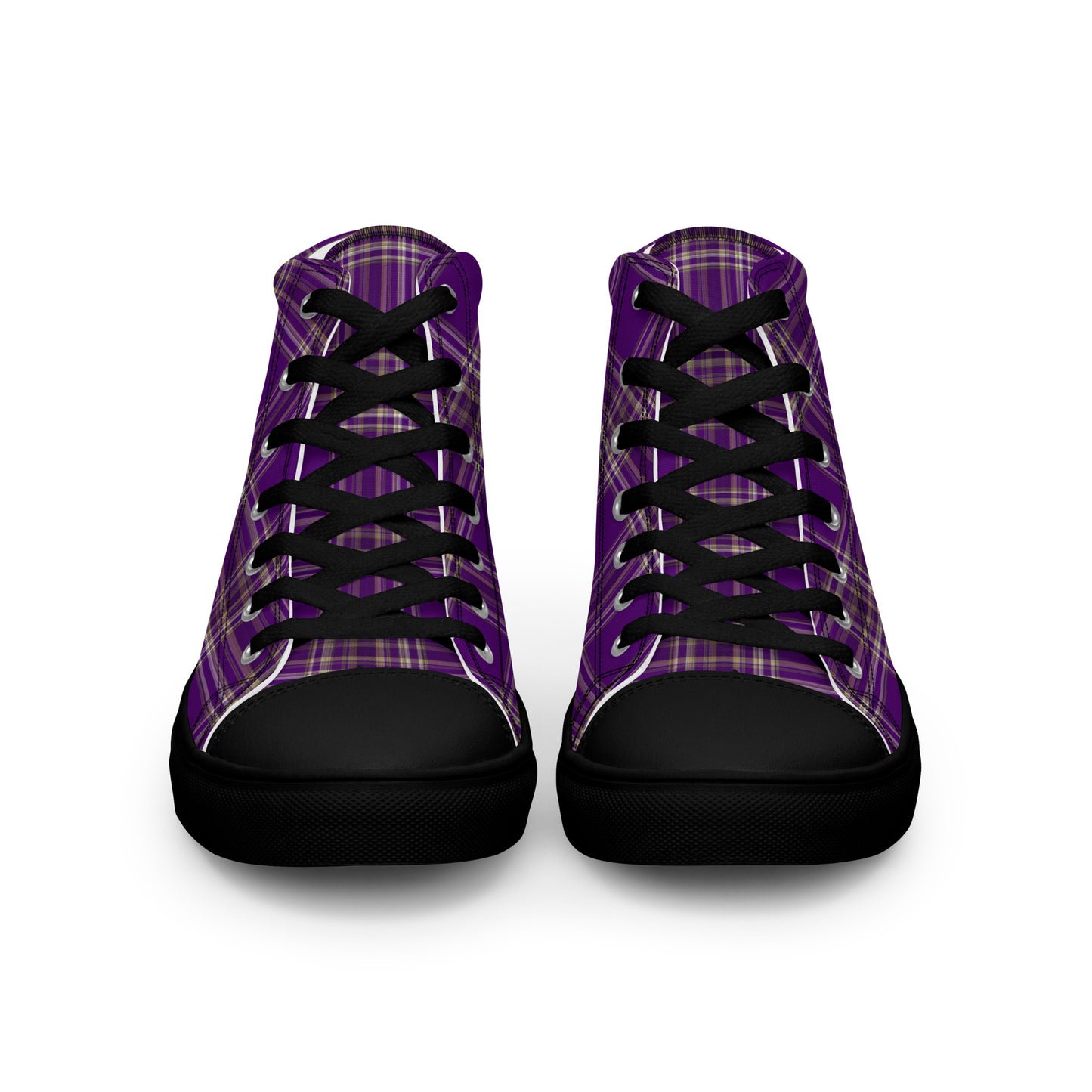 WOMEN'S PURPLE PLAID HIGH TOP CANVAS SHOES