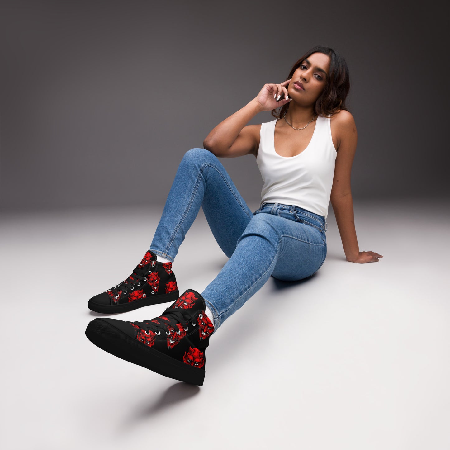 WOMEN'S RED DEVIL HIGH TOP CANVAS SHOES
