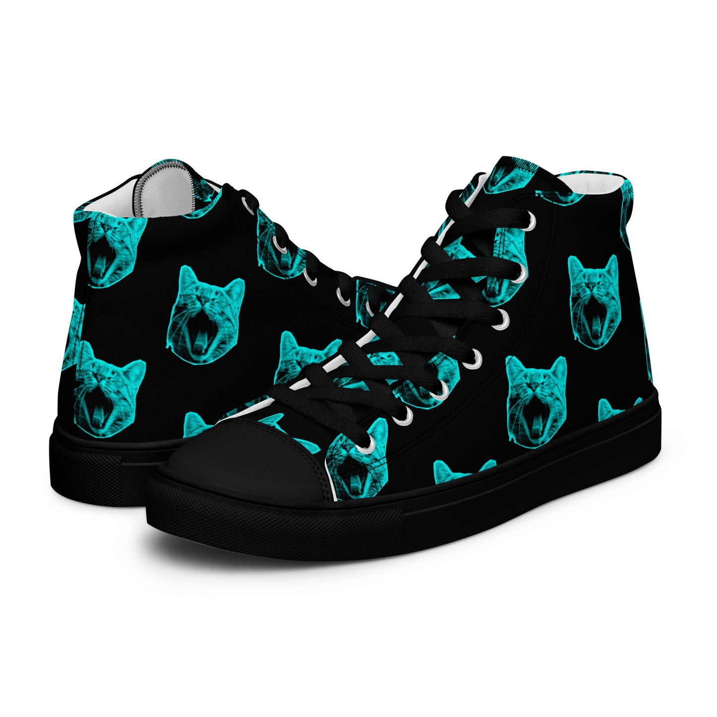 WOMEN'S ELECTRIC BLUE CAT HIGH TOP CANVAS SHOES