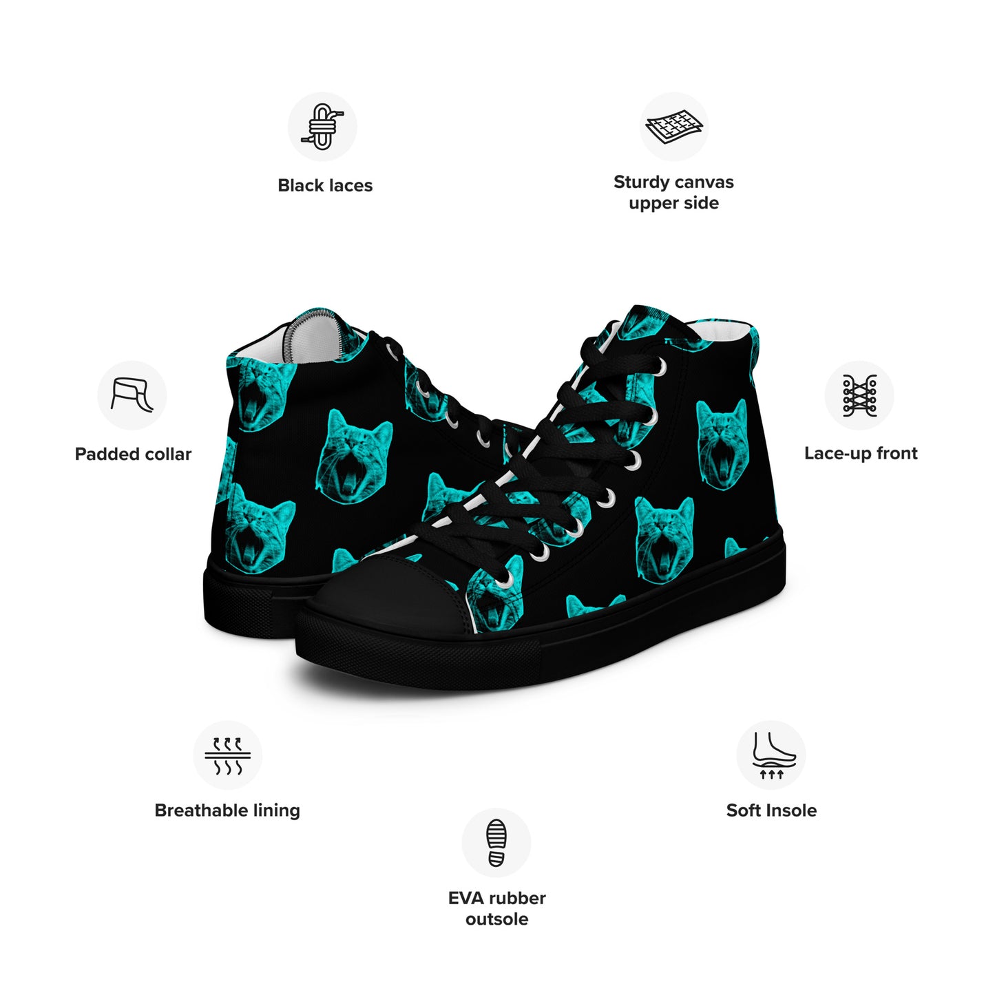WOMEN'S ELECTRIC BLUE CAT HIGH TOP CANVAS SHOES