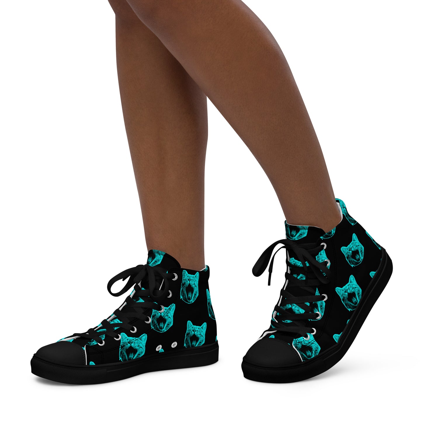WOMEN'S ELECTRIC BLUE CAT HIGH TOP CANVAS SHOES
