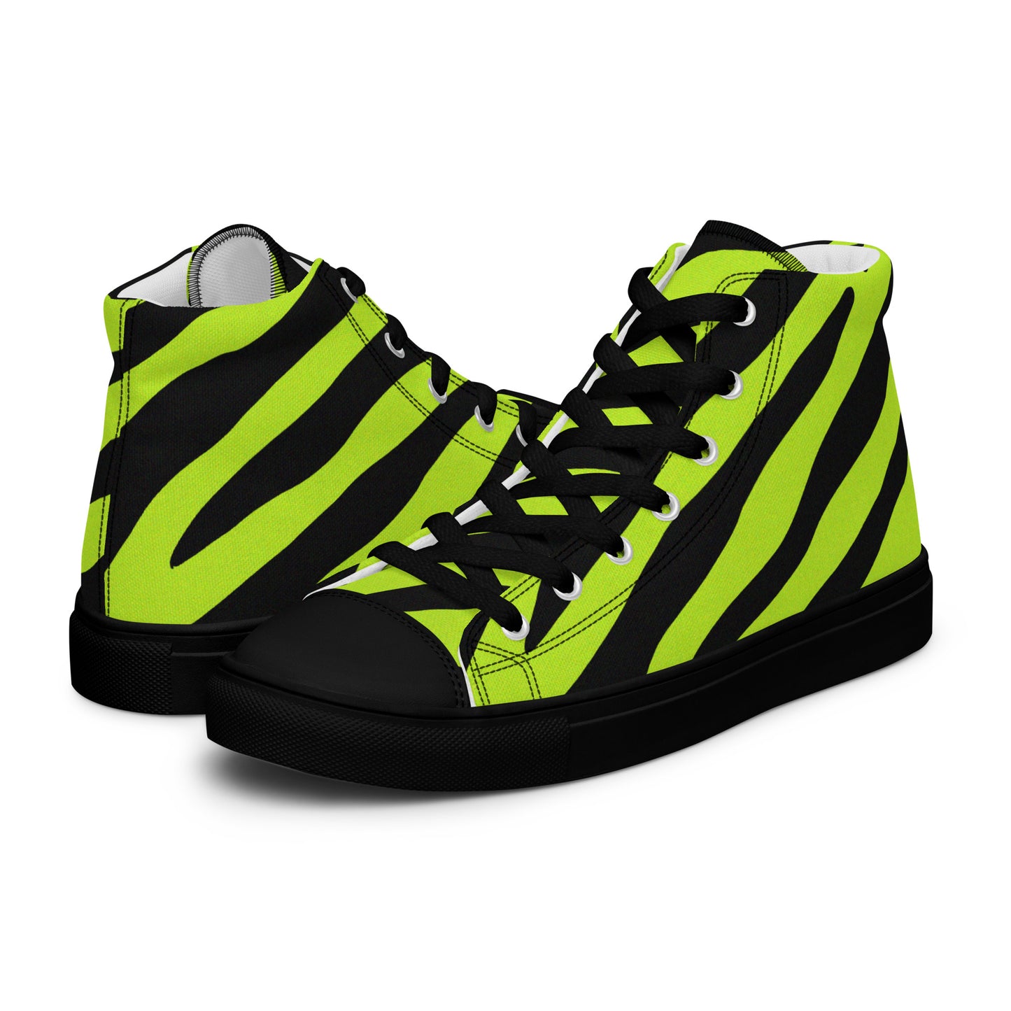 WOMEN'S YELLOW ZEBRA HIGH TOP CANVAS SHOES