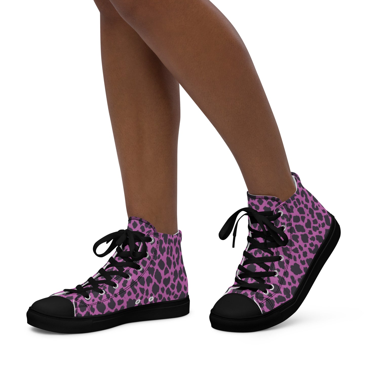 WOMEN'S PINK LEOPARD HIGH TOP CANVAS SHOES