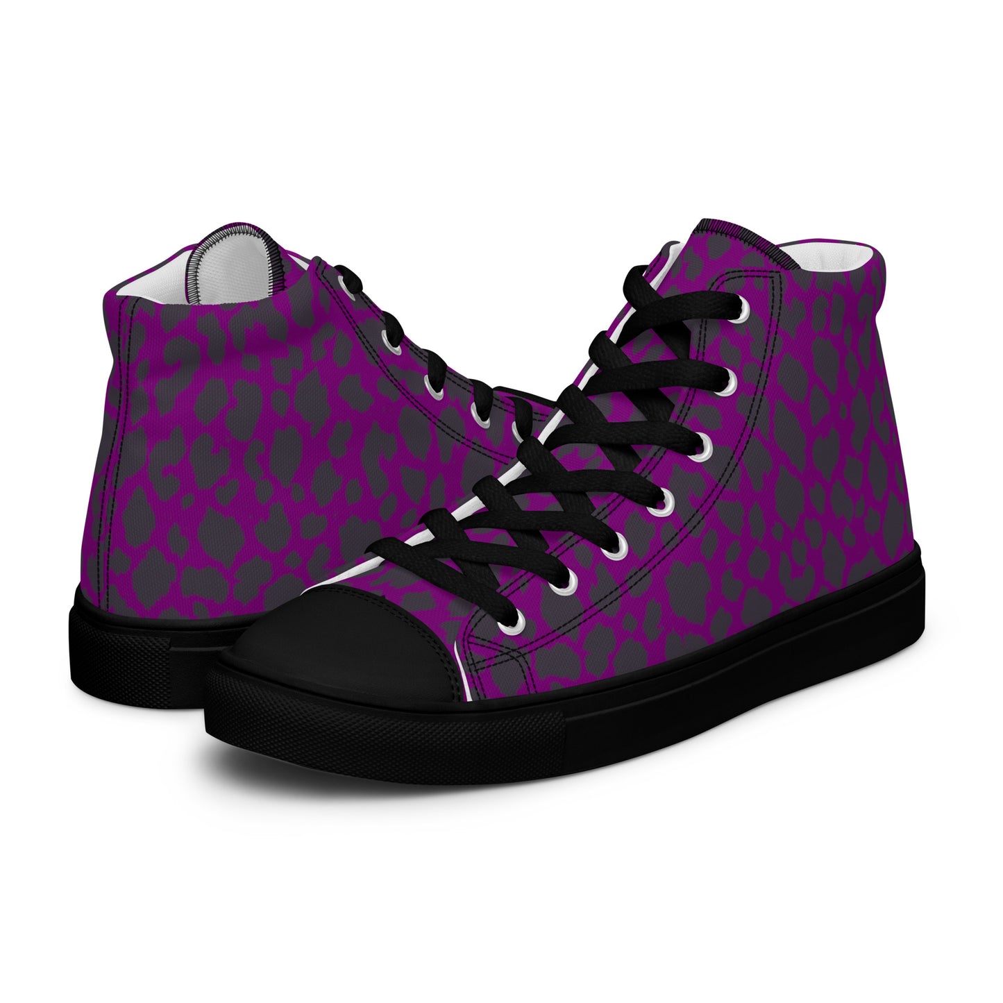 WOMEN'S PURPLE LEOPARD HIGH TOP CANVAS SHOES