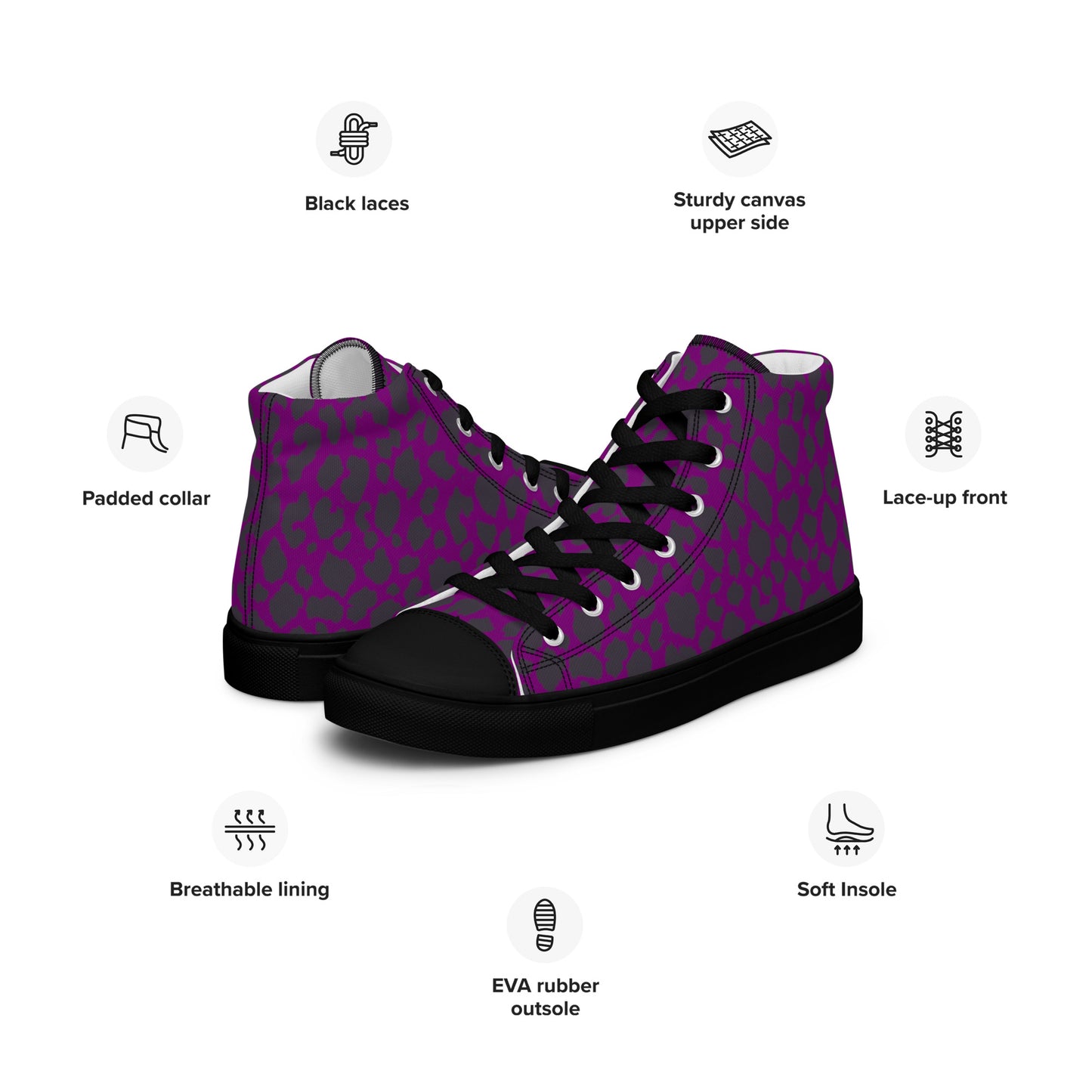 WOMEN'S PURPLE LEOPARD HIGH TOP CANVAS SHOES