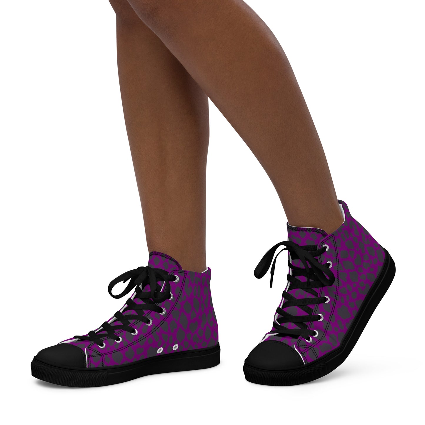 WOMEN'S PURPLE LEOPARD HIGH TOP CANVAS SHOES