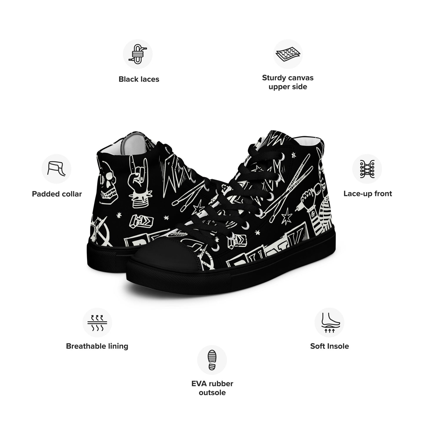WOMEN'S PUNK'S NOT DEAD HIGH TOP CANVAS SHOES