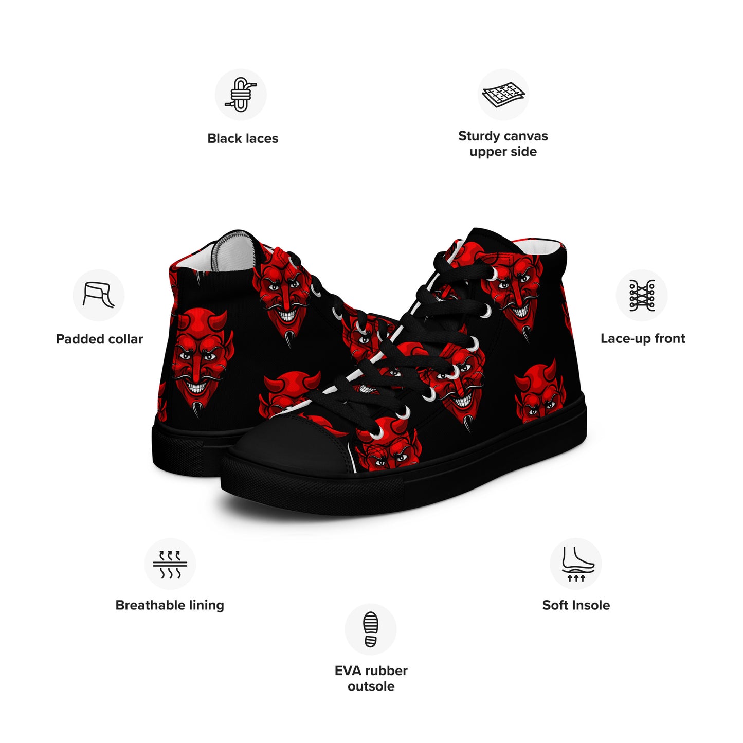 WOMEN'S RED DEVIL HIGH TOP CANVAS SHOES
