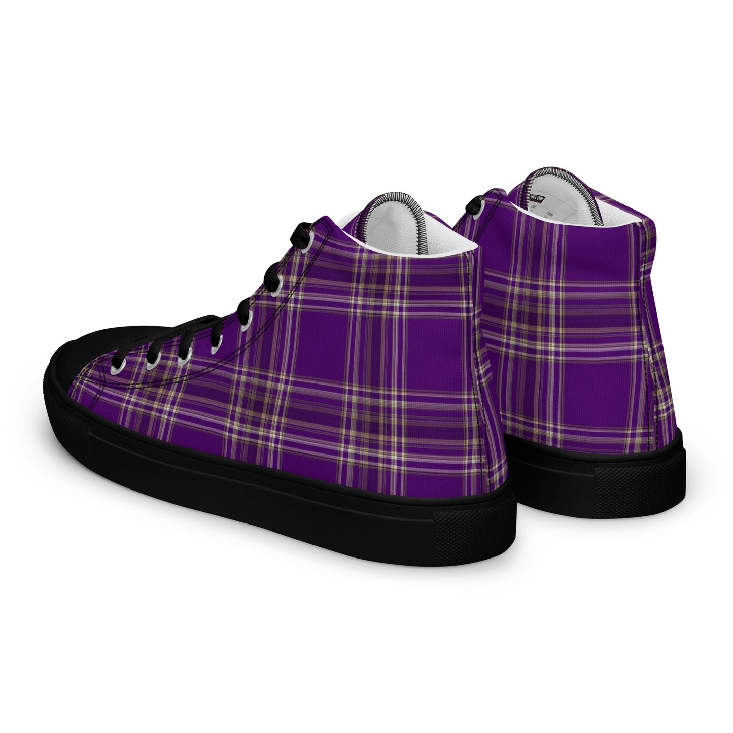 WOMEN'S PURPLE PLAID HIGH TOP CANVAS SHOES