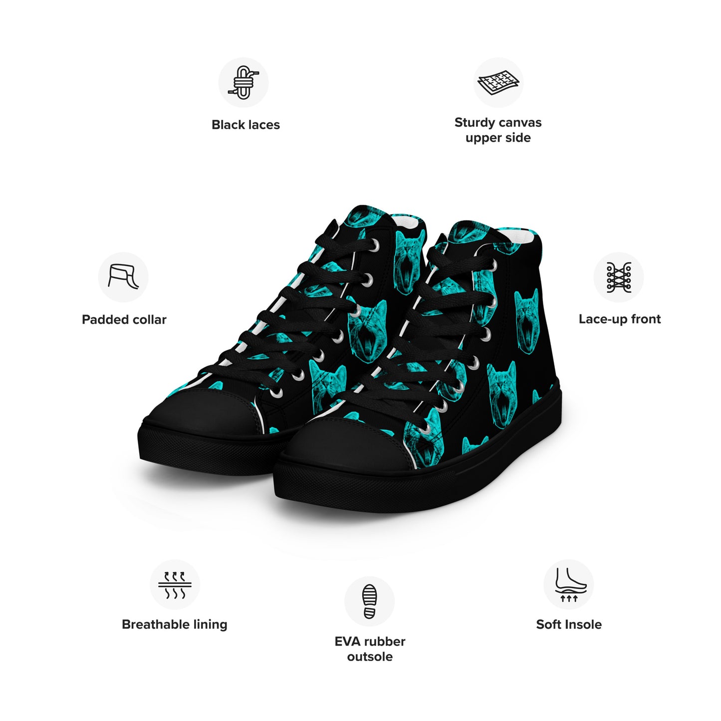 WOMEN'S ELECTRIC BLUE CAT HIGH TOP CANVAS SHOES