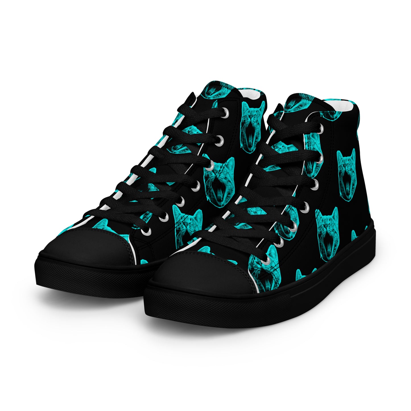 WOMEN'S ELECTRIC BLUE CAT HIGH TOP CANVAS SHOES
