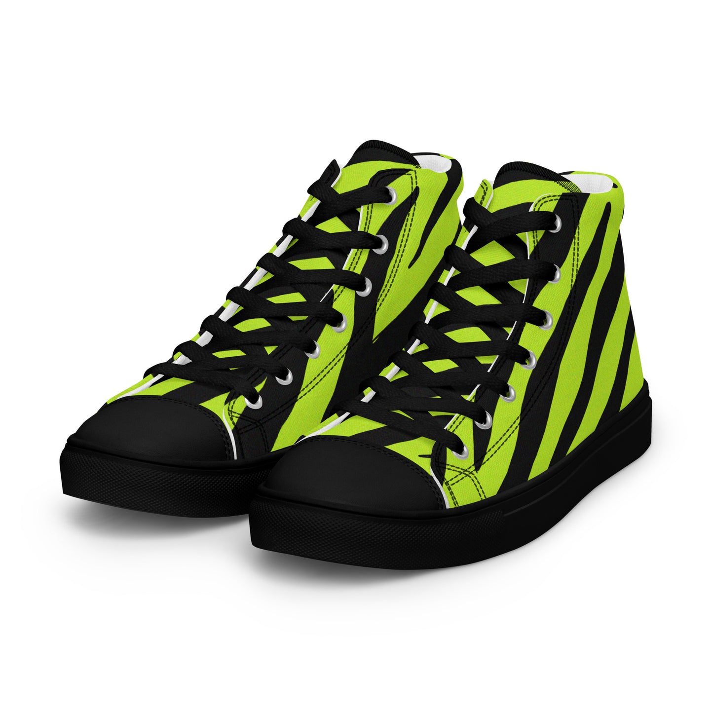 WOMEN'S YELLOW ZEBRA HIGH TOP CANVAS SHOES