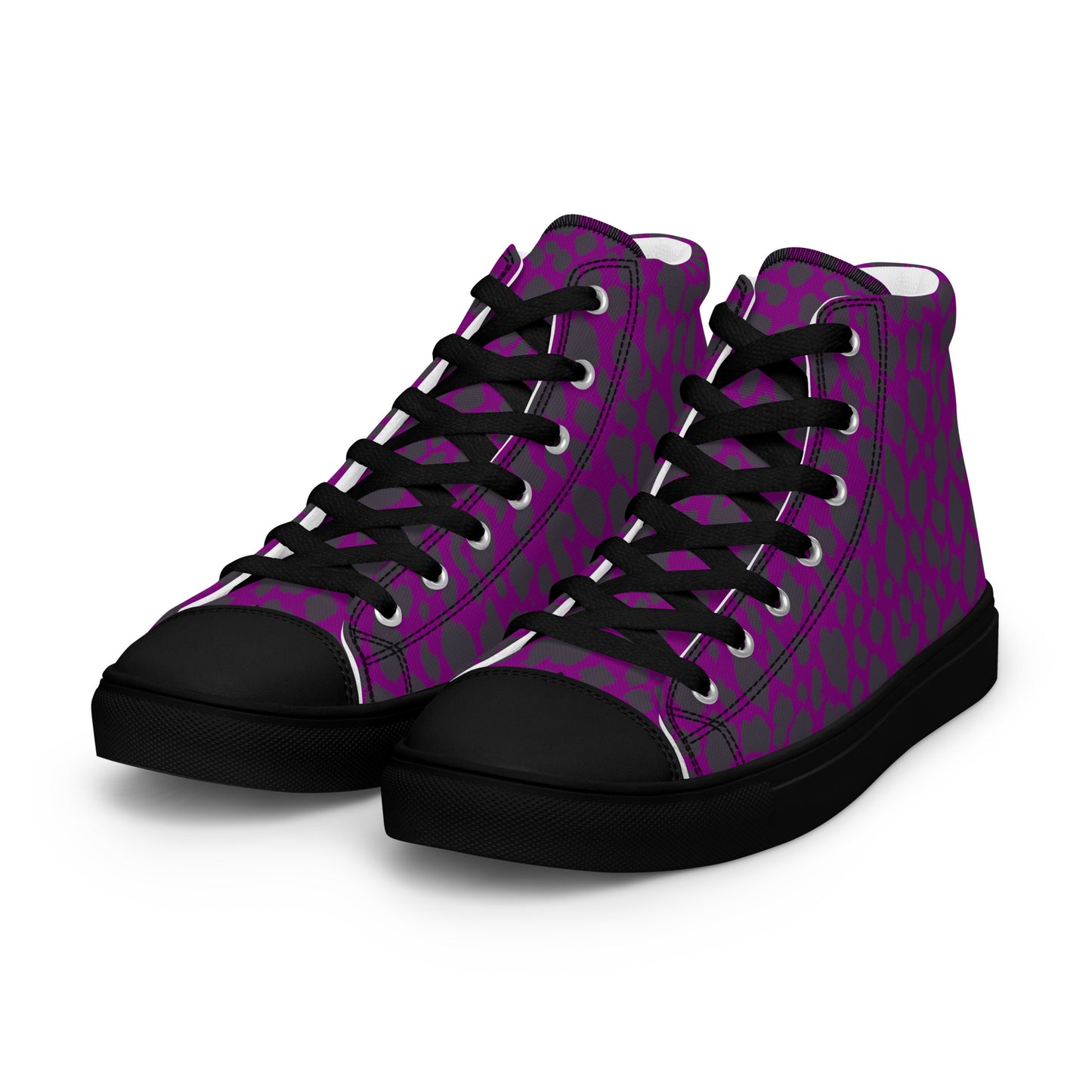 WOMEN'S PURPLE LEOPARD HIGH TOP CANVAS SHOES