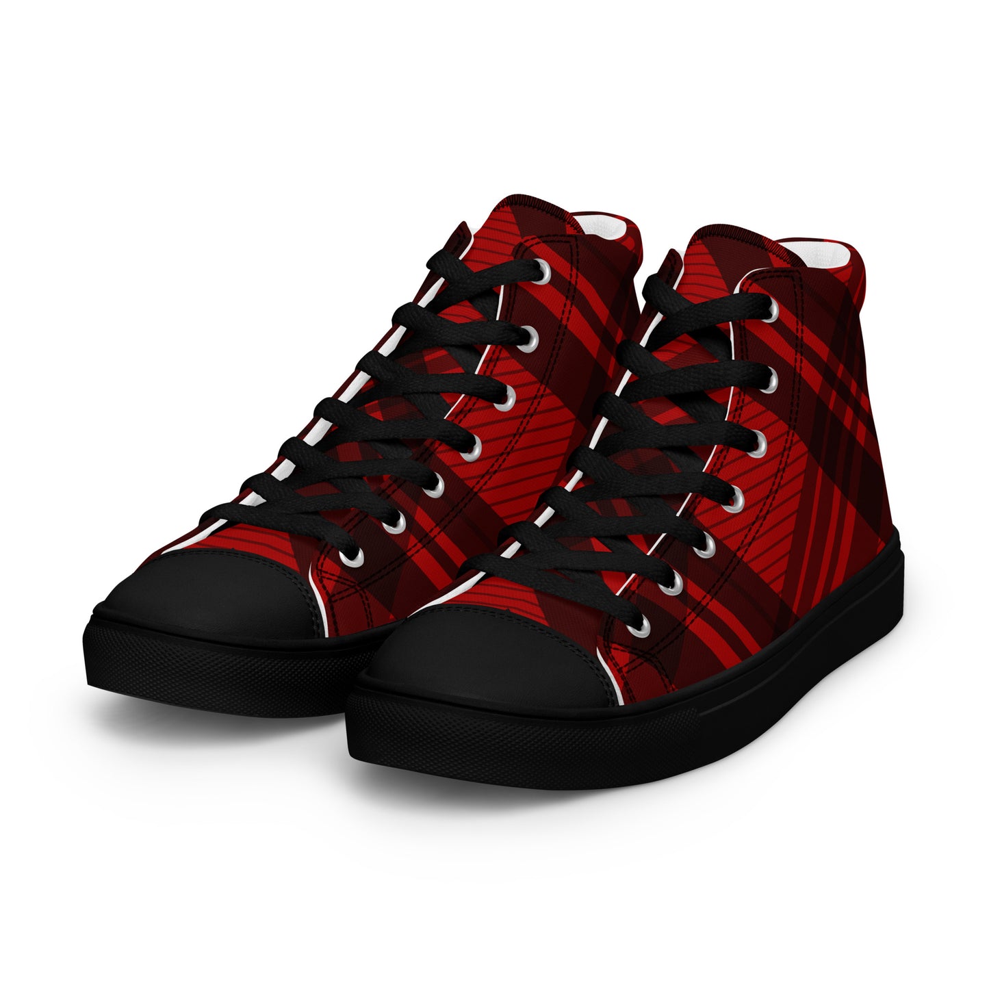WOMEN'S RED PLAID HIGH TOP CANVAS SHOES