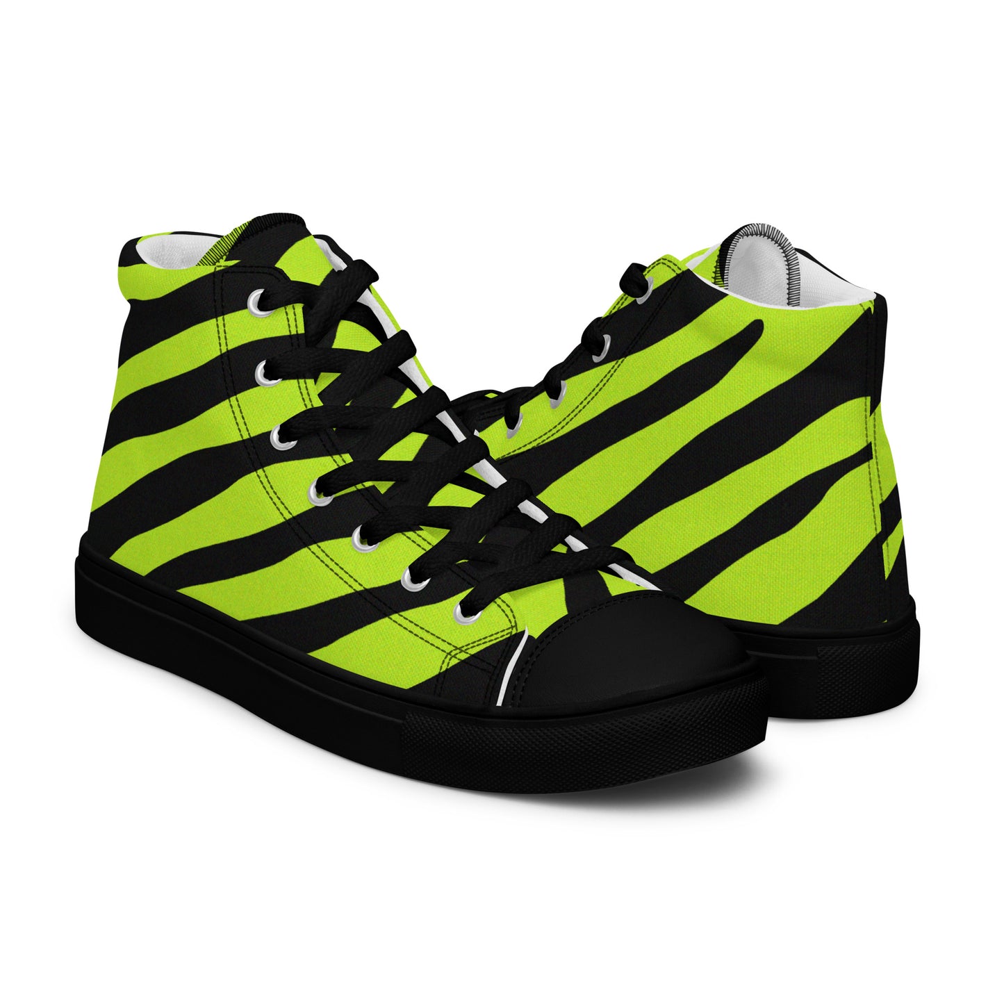 WOMEN'S YELLOW ZEBRA HIGH TOP CANVAS SHOES