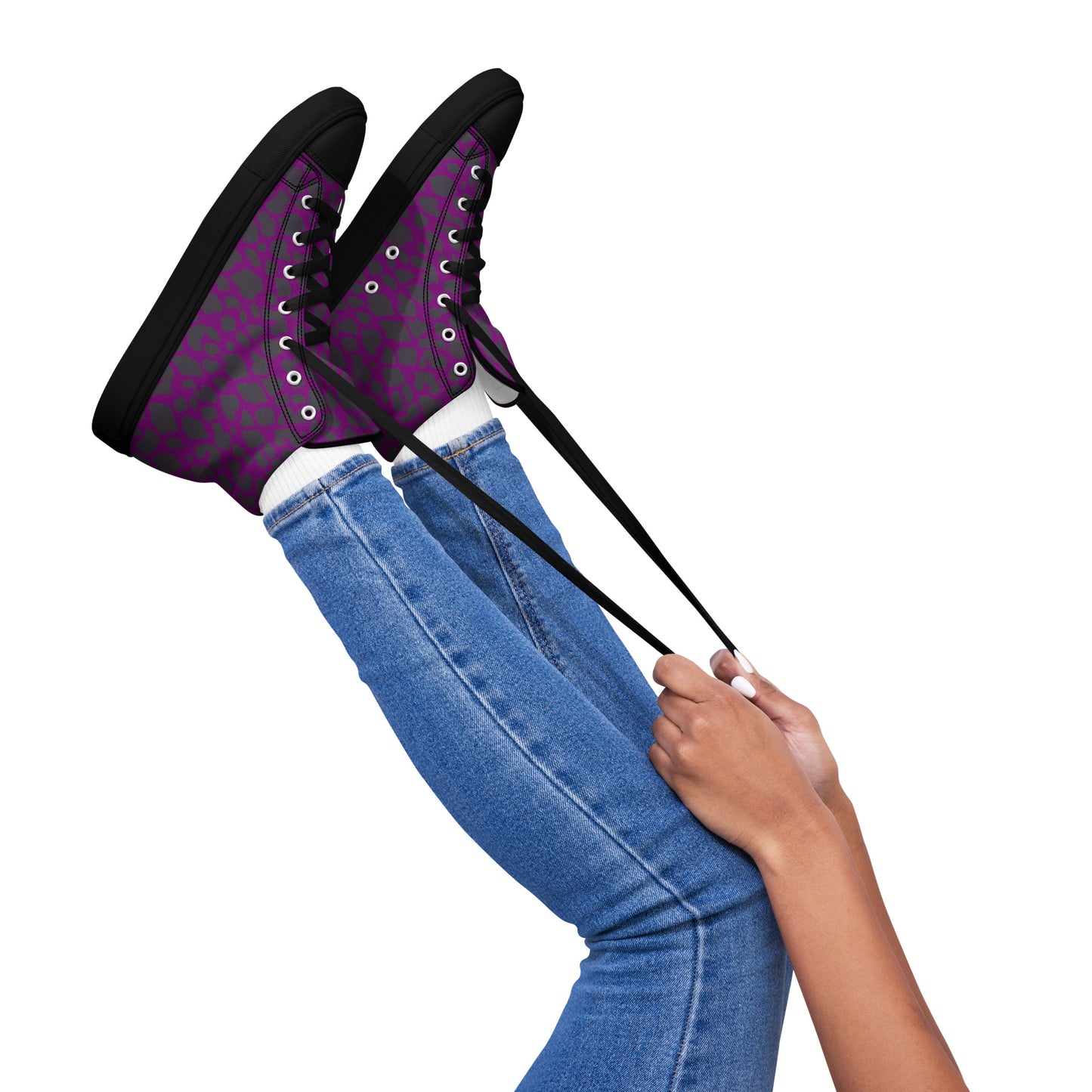 WOMEN'S PURPLE LEOPARD HIGH TOP CANVAS SHOES