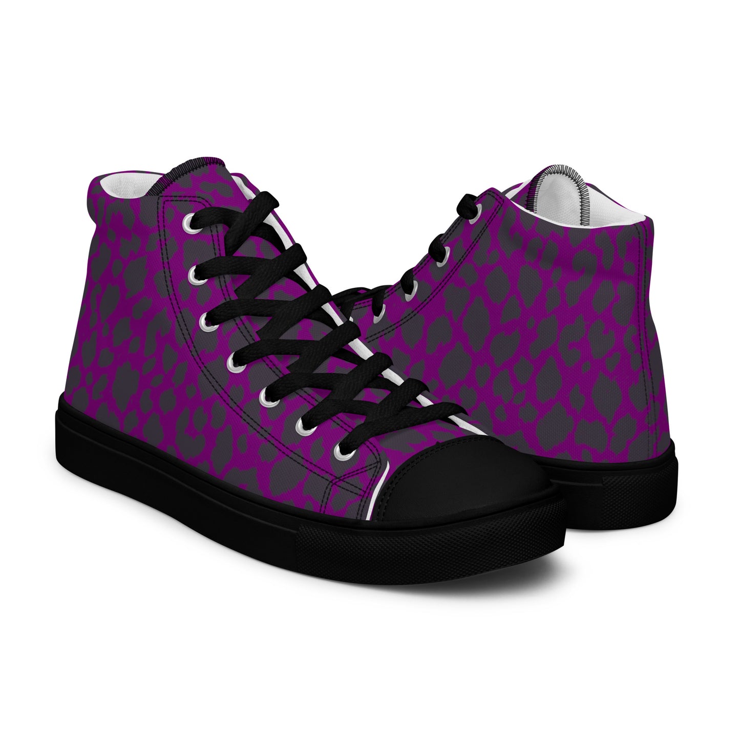 WOMEN'S PURPLE LEOPARD HIGH TOP CANVAS SHOES